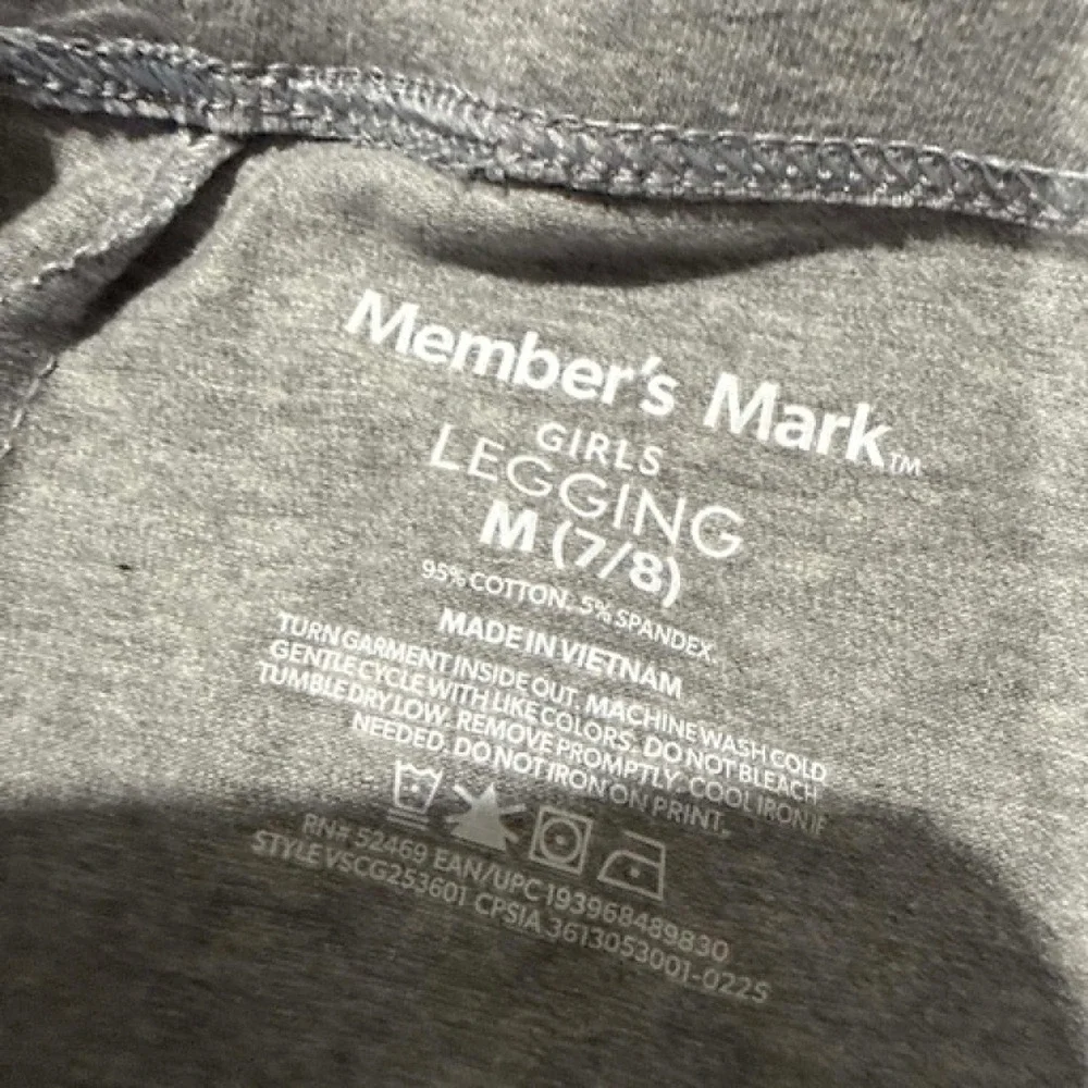 Member's Mark Girls Gray Heathered Leggings Size M 7/8 Cotton Stretch Pants